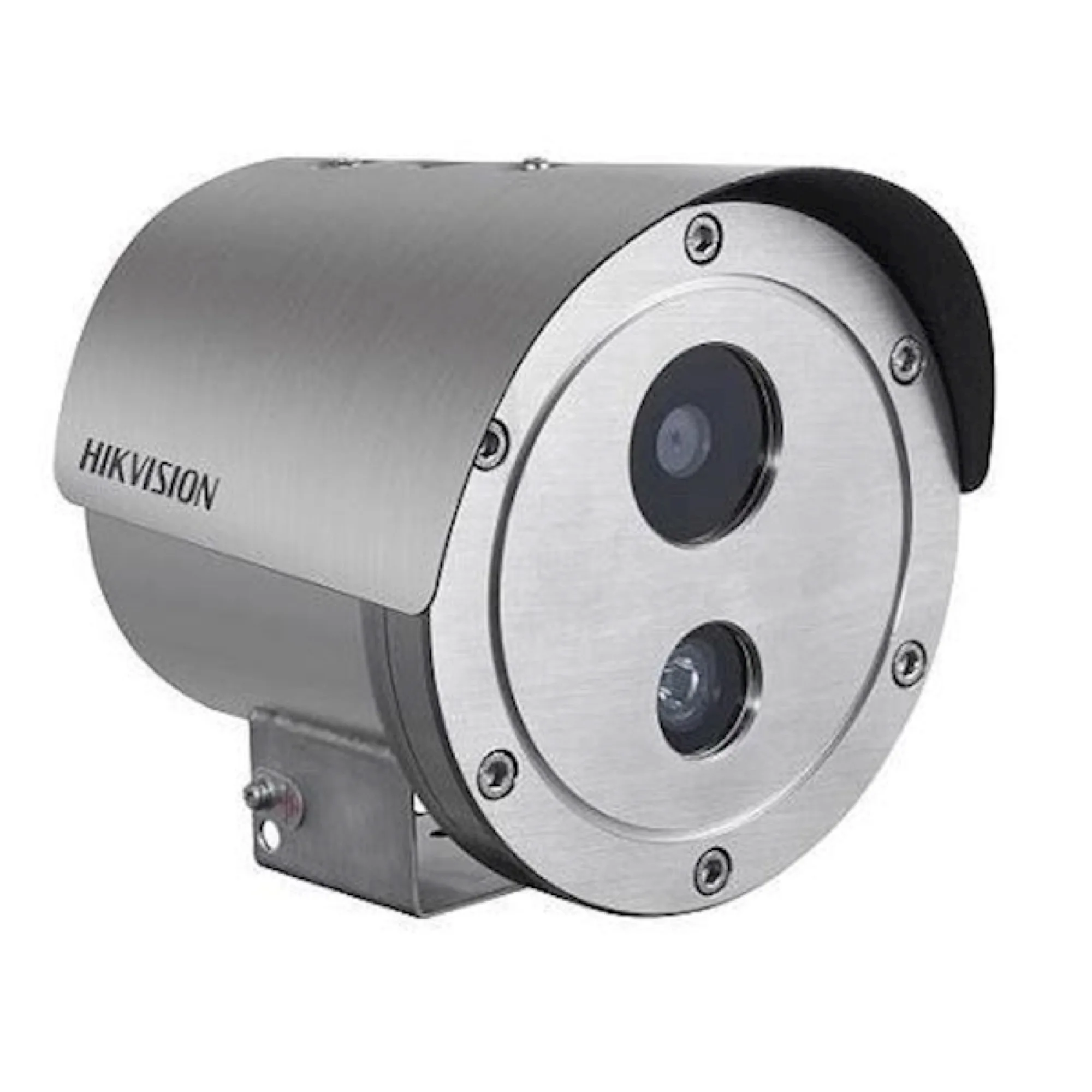 Waterproof marine CCTV camera installed on vessel railing for surveillance at sea