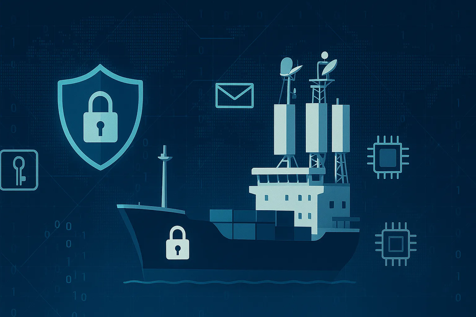 Ship crew using maritime cybersecurity systems to protect digital navigation and communication networks
