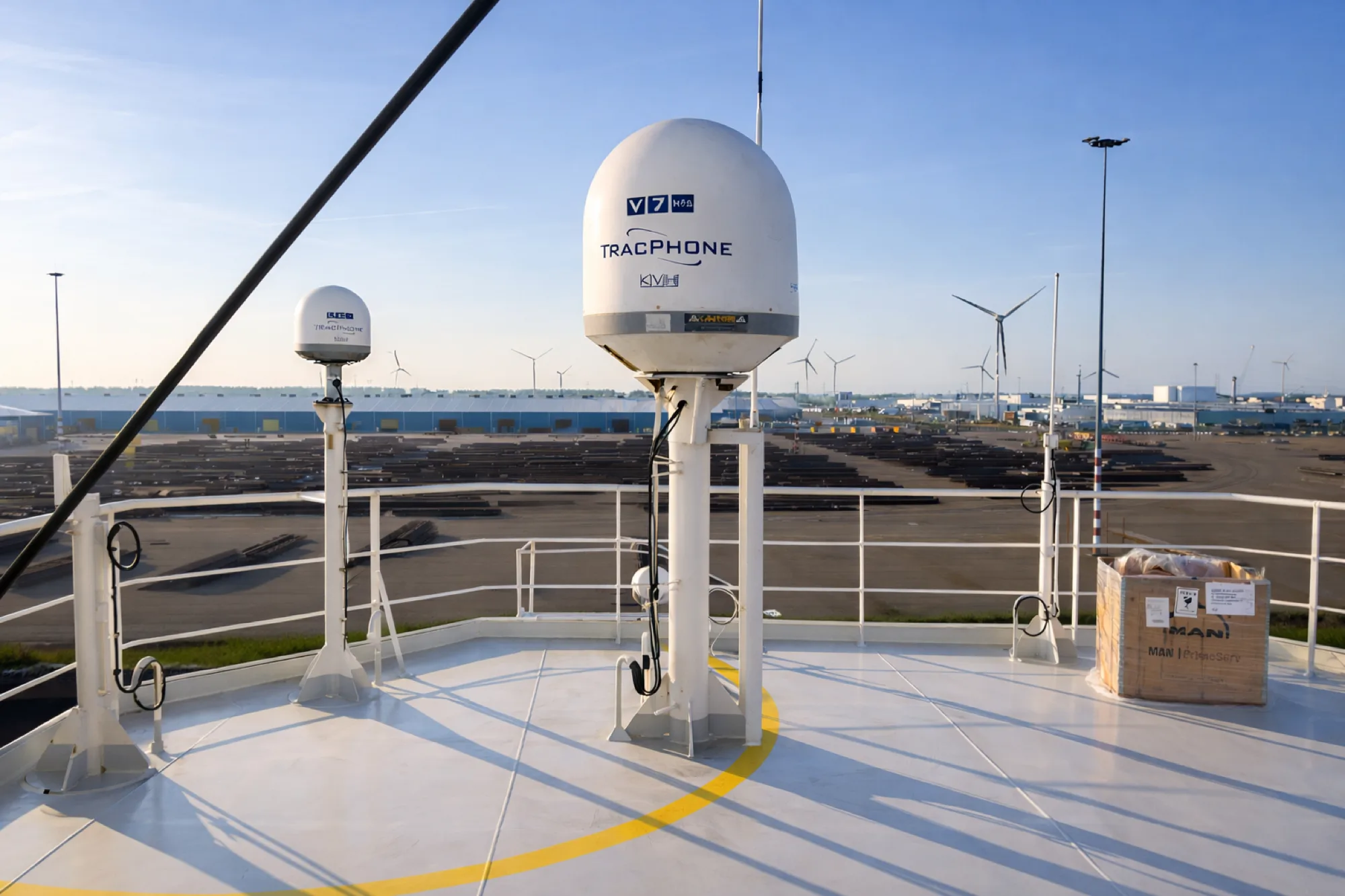 KVH maritime connectivity antenna on vessel