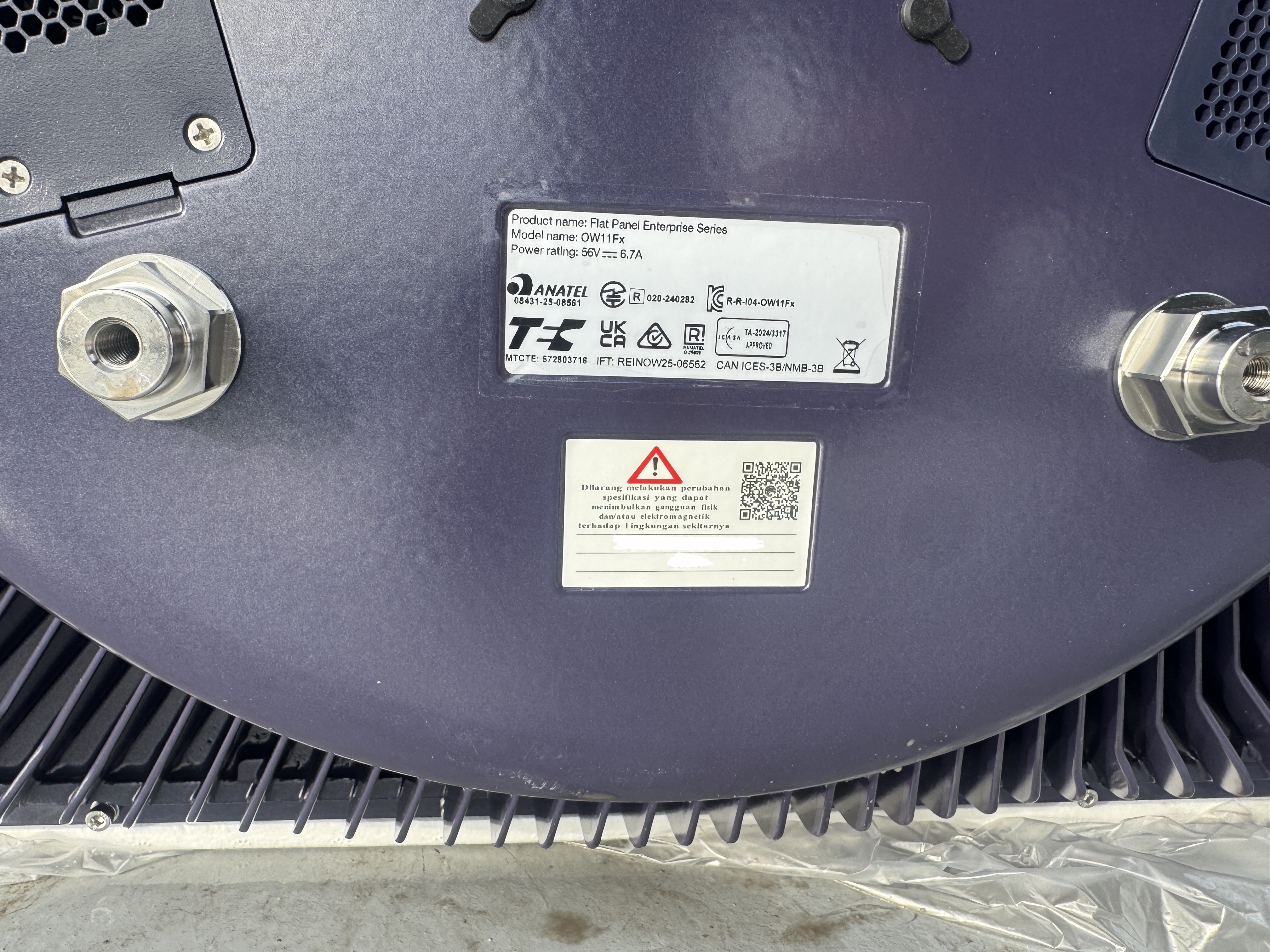 Underside of the Intellian OW11FM with cable connector before sealing