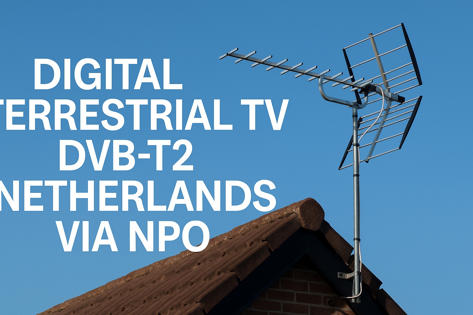 A rooftop antenna in the Netherlands used for receiving digital terrestrial television with DVB-T2 via NPO and Digitenne.