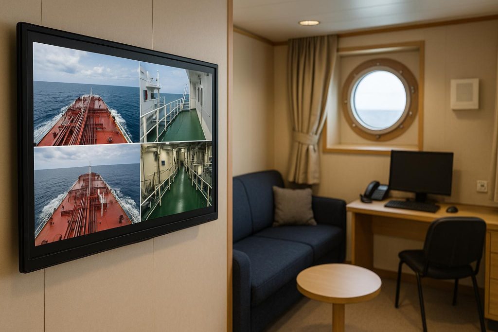 Maritime CCTV system installation on vessel bridge
