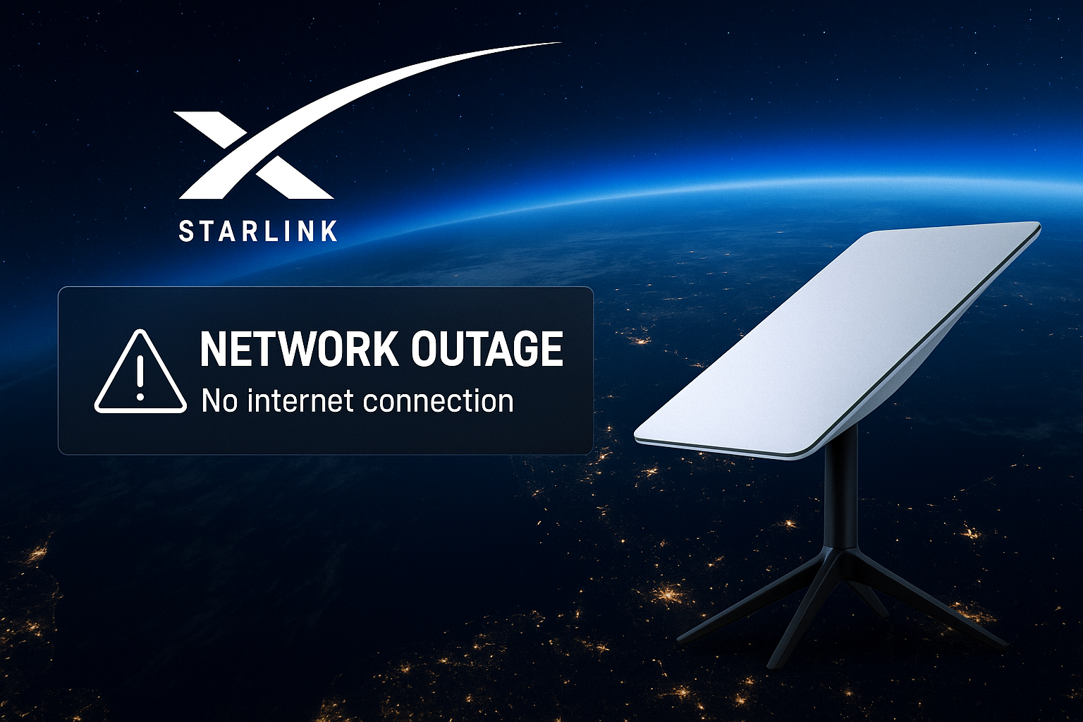 Starlink global outage map showing disrupted satellite internet connectivity worldwide